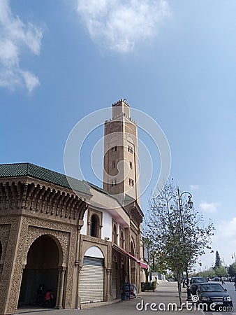 Typical Morroco Mosque in daylight broken cloud Editorial Stock Photo