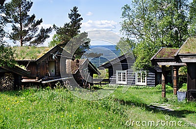 Typical Norwegian houses in the village Stock Photo