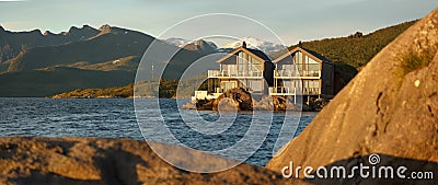 Typical Norwegian Landscape with Modern Architecture Stock Photo