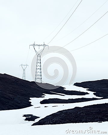 Typical norwegian landscape with snowy mountains Stock Photo