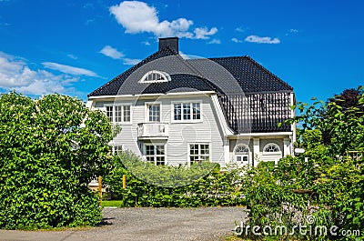 Typical Norwegian wooden house Norway Stock Photo