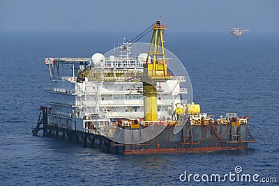 A typical Offshore Accommodation and Work Barge in the Oil and Gas industry Stock Photo