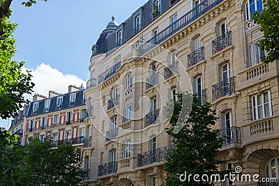 Typical parisian building facade, France Stock Photo