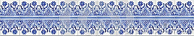 Typical Portuguese decorations with colored ceramic tiles - seam Stock Photo