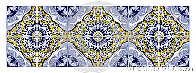 Typical Portuguese decorations with colored ceramic tiles - seam Stock Photo