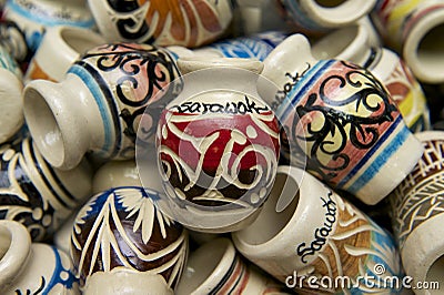 Typical pottery souvenirs from Sarawak, Kuching, Malaysia. Editorial Stock Photo