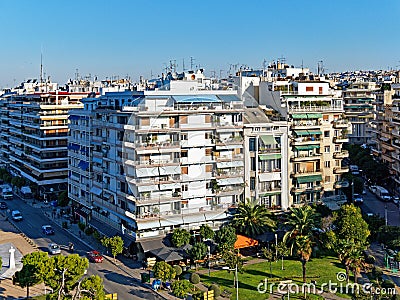 Typical Greek Multi Level Buildings, Salonika, Greece Editorial Stock Photo