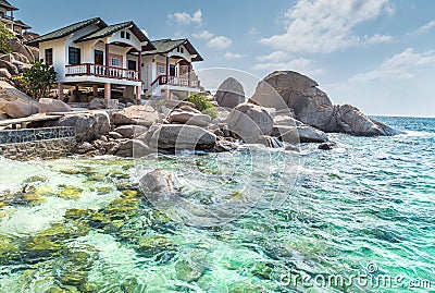 Typical resort view at Koh Tao island Thailand Editorial Stock Photo