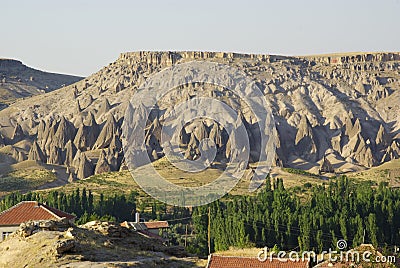 The typical rocks of Cappadocia, near Selime. Stock Photo