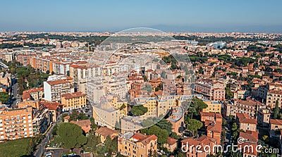 Typical Rome cityscape aerial panorama, Italy. Residential buildings with orange roofs Stock Photo