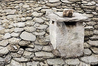 Typical roof architecture of homes made out of Stone Pelion mountain area Stock Photo