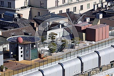 A typical roof with ornamental trees Vienna Stock Photo