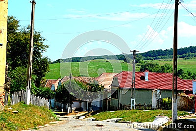 Typical rural landsacpe in the village Veseud, Zied, Transylvania Stock Photo