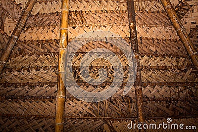 Typical rustic ceiling roof in hut cabin amazon Stock Photo