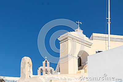 Typical Santorini church in Greece in Cyclades Stock Photo