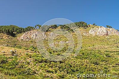 Typical sicilian landscape in the Nebrodi park near the Catafurco waterfalls Stock Photo