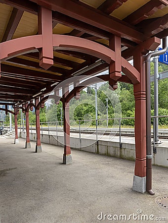 Typical small Swiss train station Stock Photo