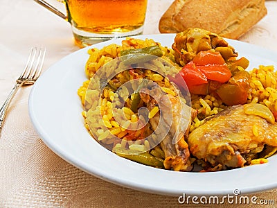 Typical spanish Paella tapa. Stock Photo