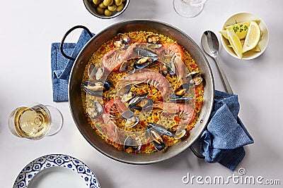 Typical spanish seafood paella Stock Photo