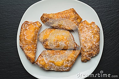 Fritters with sugar or pestinos Stock Photo