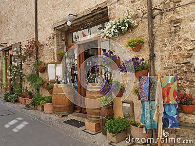 Spello - typical street gardens Editorial Stock Photo