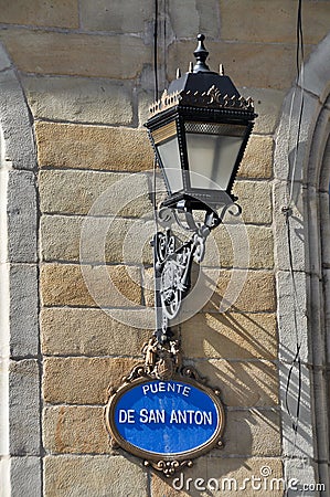 Typical street sign of Bilbao, Spain Stock Photo