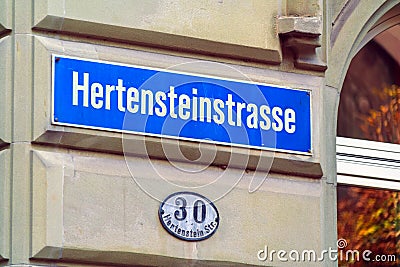 Typical street signs on the walls of old city, Lucerne, Switzerland Editorial Stock Photo