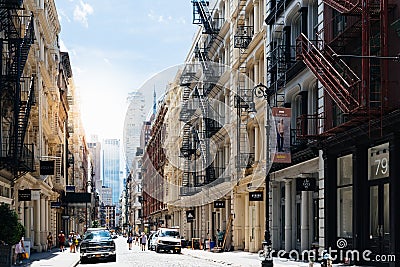 Typical street in Soho in New York Editorial Stock Photo