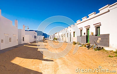 Typical street view from Caleta del Sebo, the main town of La Graciosa Island Chinijo archipelago Stock Photo
