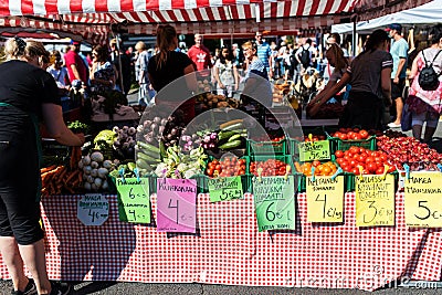 Typical summer open market in Tampere Finland Editorial Stock Photo