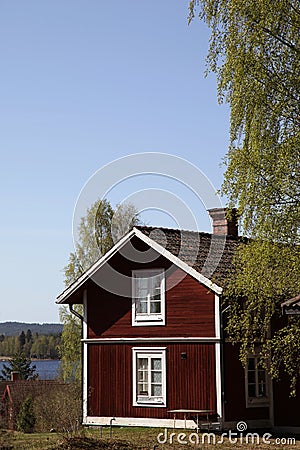 Typical Swedish Red Cottage Stock Photo