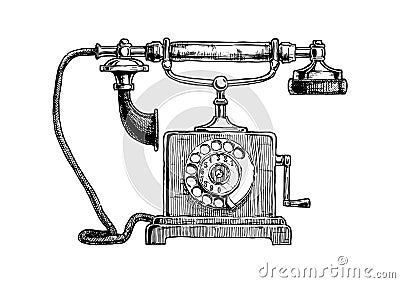 Typical telephone end of XVIII century Vector Illustration