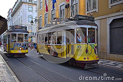 Typical trams of Lisbon Editorial Stock Photo