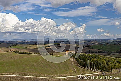 Typical Tuscan landscape in Val d'orcia, Italiy Stock Photo