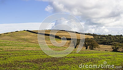 Typical undulating hills and dales of County Down in Northern Ireland. Stock Photo