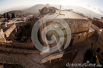 Typical viev in ancient hasid , Ortodox Jewish Safed old city Editorial Stock Photo