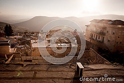 Typical viev in ancient hasid , Ortodox Jewish Safed old city Editorial Stock Photo