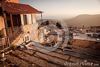 Typical viev in ancient hasid , Ortodox Jewish Safed old city Editorial Stock Photo