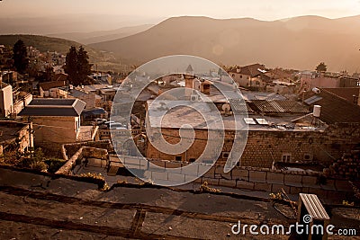 Typical viev in ancient hasid , Ortodox Jewish Safed old city Editorial Stock Photo