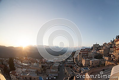 Typical viev in ancient hasid , Ortodox Jewish Safed old city Editorial Stock Photo