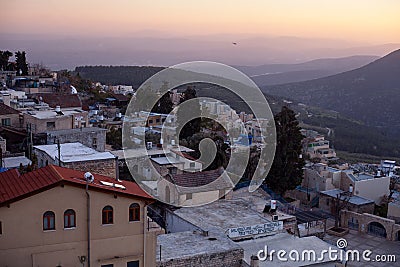 Typical viev in ancient hasid , Ortodox Jewish Safed old city Editorial Stock Photo