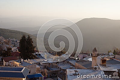 Typical viev in ancient hasid , Ortodox Jewish Safed old city Editorial Stock Photo