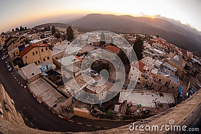 Typical viev in ancient hasid , Ortodox Jewish Safed old city Editorial Stock Photo