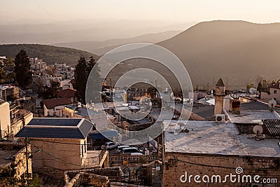 Typical viev in ancient hasid , Ortodox Jewish Safed old city Editorial Stock Photo