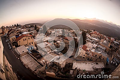 Typical viev in ancient hasid , Ortodox Jewish Safed old city Editorial Stock Photo