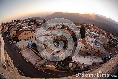 Typical viev in ancient hasid , Ortodox Jewish Safed old city Editorial Stock Photo