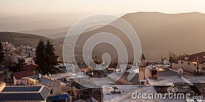 Typical viev in ancient hasid , Ortodox Jewish Safed old city Editorial Stock Photo