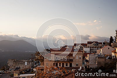 Typical viev in ancient hasid , Ortodox Jewish Safed old city Editorial Stock Photo