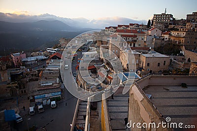 Typical viev in ancient hasid , Ortodox Jewish Safed old city Editorial Stock Photo