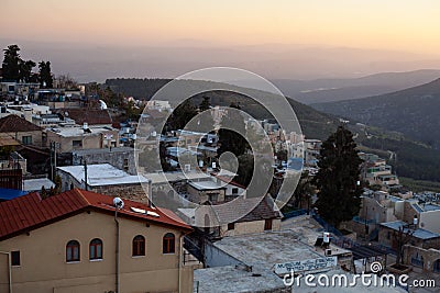 Typical viev in ancient hasid , Ortodox Jewish Safed old city Editorial Stock Photo